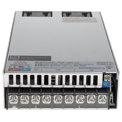 RS PRO Switching Power Supply, 12V dc, 34A, 480W, 1 Output, 90 → 264V ac Input Voltage