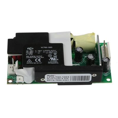 EOS Switching Power Supply, LFVLT60-1003, 24V dc, 2.5A, 60W, 1 Output, 180 → 264 V ac, 90 → 132 V ac