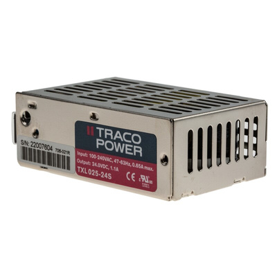 TRACOPOWER Switching Power Supply, TXL 025-24S, 24V dc, 1.1A, 25W, 1 Output, 88 → 264V ac Input Voltage