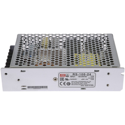 MEAN WELL Switching Power Supply, RS-100-24, 24V dc, 4.5A, 108W, 1 Output, 125 → 373 V dc, 88 → 264 V ac