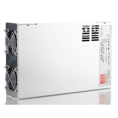MEAN WELL Switching Power Supply, RSP-2400-24, 24V dc, 100A, 2.4kW, 1 Output, 180 → 264 V ac, 254 → 370 V