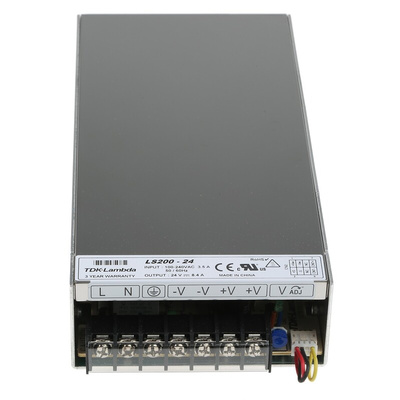 TDK-Lambda Switching Power Supply, LS200-24, 24V dc, 8.4A, 200W, 1 Output, 120 → 373 V dc, 85 → 264 V ac