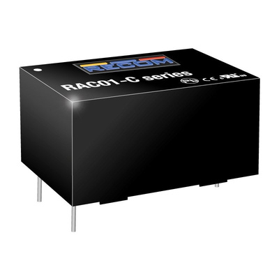 Recom Switching Power Supply, RAC01-05SC, 5V dc, 200mA, 1W, 1 Output, 80 → 277V ac Input Voltage