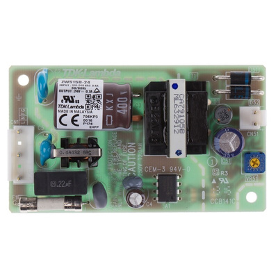 TDK-Lambda Switching Power Supply, ZWS15B-24, 24V dc, 700mA, 16.8W, 1 Output, 120 → 370 V dc, 85 → 265 V