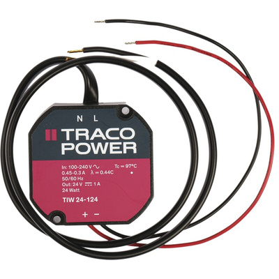 TRACOPOWER Switching Power Supply, TIW 24-124, 24V dc, 1A, 24W, 1 Output, 93 → 264V ac Input Voltage