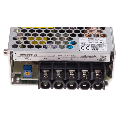 TDK-Lambda Switching Power Supply, RWS-50B-24, 24V dc, 2.2A, 52.8W, 1 Output, 120 → 370 V dc, 85 → 265 V