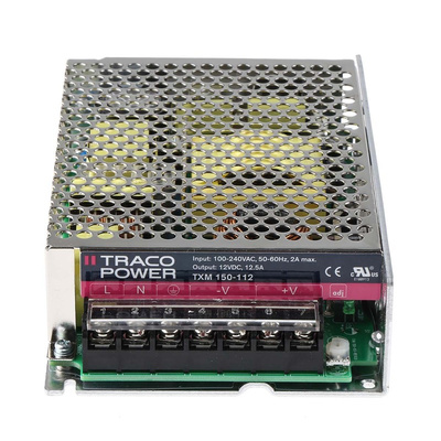 TRACOPOWER Switching Power Supply, TXM 150-112, 12V dc, 12.5A, 150W, 1 Output, 90 → 264V ac Input Voltage