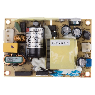 MEAN WELL Switching Power Supply, RPS-30-7.5, 7.5V dc, 4A, 30W, 1 Output, 80 → 264V ac Input Voltage