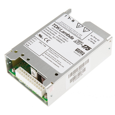 TDK-Lambda Switching Power Supply, NV1-1G000-C, 24V dc, 7.5A, 175W, 1 Output, 90 → 264V ac Input Voltage