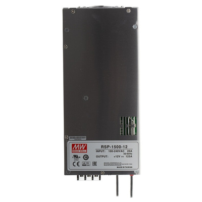 MEAN WELL Switching Power Supply, RSP-1500-12, 12V dc, 125A, 1.5kW, 1 Output, 127 → 370 V dc, 90 → 264 V