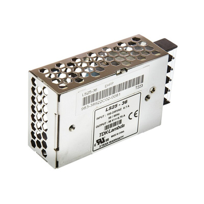 TDK-Lambda Switching Power Supply, LS25-36, 36V dc, 750mA, 25W, 1 Output, 125 → 373 V dc, 88 → 264 V ac