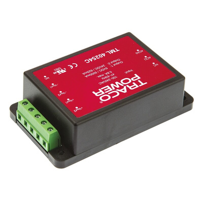 TRACOPOWER Switching Power Supply, TML 40254C, 5 V dc, 24 V dc, 5 A, 625 mA, 40W, Dual Output, 100 → 375 V dc,