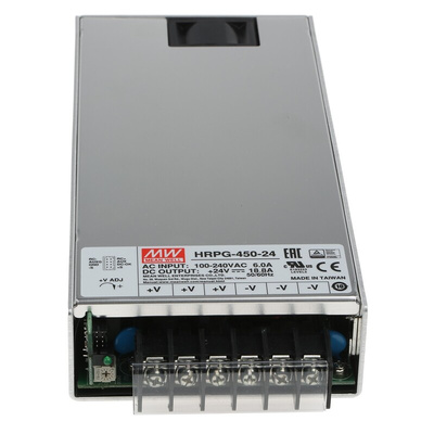 MEAN WELL Switching Power Supply, HRPG-450-24RS, 24V dc, 18.8A, 451W, 1 Output, 120 → 370 V dc, 85 → 264