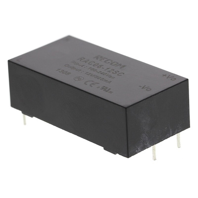 Recom Switching Power Supply, RAC06-12SC, 12V dc, 500mA, 6W, 1 Output, 80 → 264V ac Input Voltage