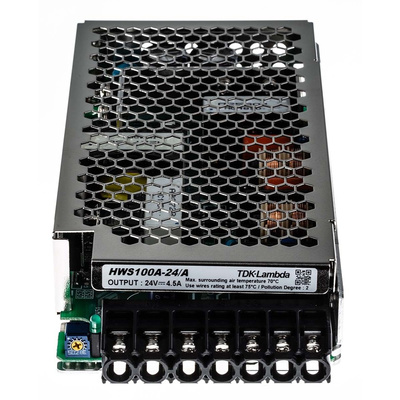 TDK-Lambda Switching Power Supply, HWS100A-24/A, 24V dc, 4.5A, 100W, 1 Output, 120 → 370 V dc, 85 → 265 V