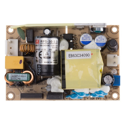 MEAN WELL Switching Power Supply, RPS-30-3.3, 3.3V dc, 6A, 19.8W, 1 Output, 80 → 264V ac Input Voltage