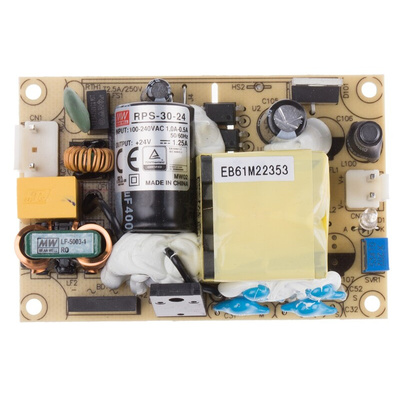 MEAN WELL Switching Power Supply, RPS-30-24, 24V dc, 1.25A, 30W, 1 Output, 80 → 264V ac Input Voltage