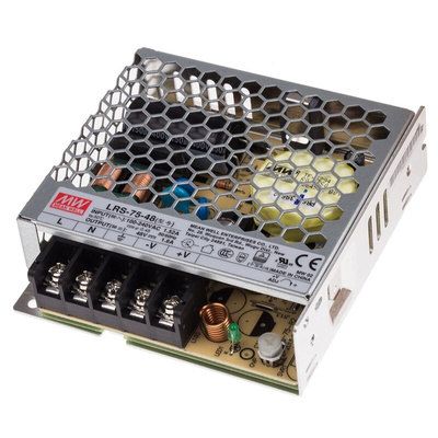 MEAN WELL Switching Power Supply, LRS-75-48, 48V dc, 1.6A, 76.8W, 1 Output, 120 → 373 V dc, 85 → 264 V ac