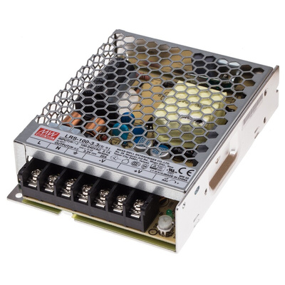 MEAN WELL Switching Power Supply, LRS-100-3.3, 3.3V dc, 20A, 66W, 1 Output, 120 → 373 V dc, 85 → 264 V ac