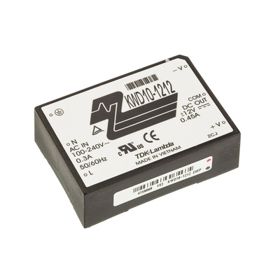 TDK-Lambda Switching Power Supply, KWD10-1212, ±12V dc, ±450mA, 10W, Dual Output, 110 → 340 V dc, 85 →