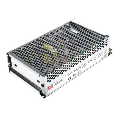 MEAN WELL Switching Power Supply, AD-155C, 54V dc, 2.7 A, 200mA, 156.5W, Dual Output, 124 → 370 V dc, 88