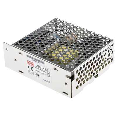 MEAN WELL Switching Power Supply, RS-35-3.3, 3.3V dc, 7A, 23W, 1 Output, 125 → 373 V dc, 88 → 264 V ac