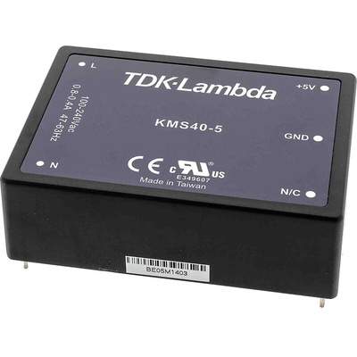 TDK-Lambda Switching Power Supply, KMS40-5, 5V dc, 8A, 40W, 1 Output, 100 → 375 V dc, 90 → 264 V ac Input