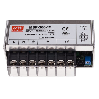 MEAN WELL Switching Power Supply, MSP-300-12, 12V dc, 27A, 324W, 1 Output, 120 → 370 V dc, 85 → 264 V ac