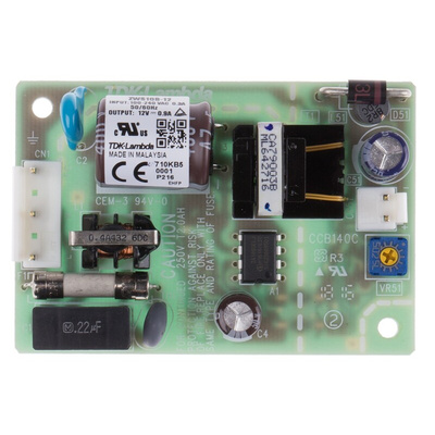TDK-Lambda Switching Power Supply, ZWS10B-12, 12V dc, 900mA, 10.8W, 1 Output, 120 → 370 V dc, 85 → 265 V