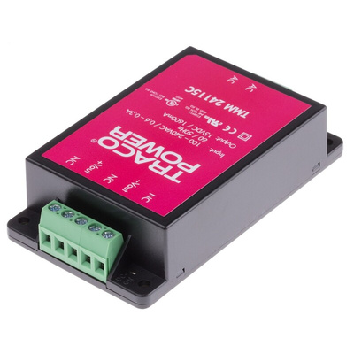 TRACOPOWER Switching Power Supply, TMM 24115C, 15V dc, 1.6A, 24W, 1 Output, 85 → 264V ac Input Voltage