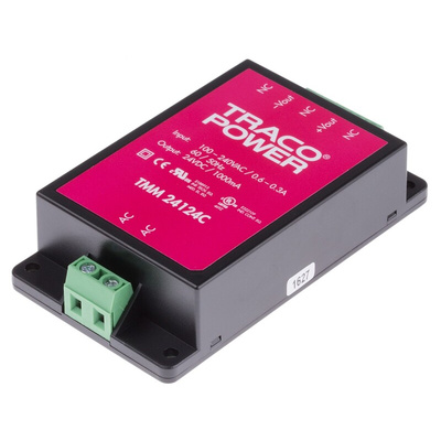 TRACOPOWER Switching Power Supply, TMM 24124C, 24V dc, 1A, 24W, 1 Output, 85 → 264V ac Input Voltage