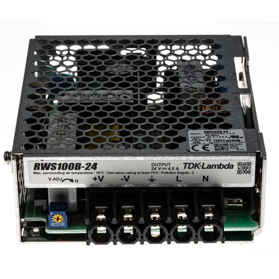 TDK-Lambda Switching Power Supply, RWS100B-24, 24V dc, 4.5A, 108W, 1 Output, 120 → 370 V dc, 85 → 265 V