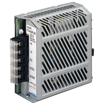 Cosel Switching Power Supply, FCA50F-24, 24V dc, 2.1A, 50W, 1 Output, 187 → 528V ac Input Voltage