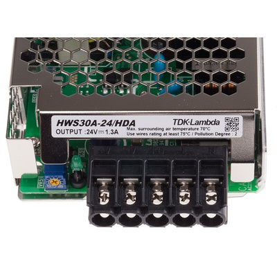 TDK-Lambda Switching Power Supply, HWS-30A-24/HD/A, 24V dc, 1.3A, 31W, 1 Output, 120 → 370 V dc, 85 → 265