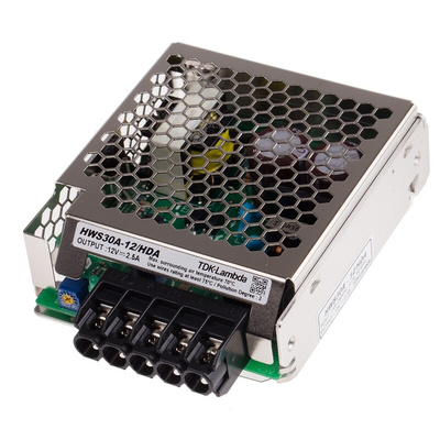 TDK-Lambda Switching Power Supply, HWS-30A-12/HD/A, 12V dc, 2.5A, 30W, 1 Output, 120 → 370 V dc, 85 → 265