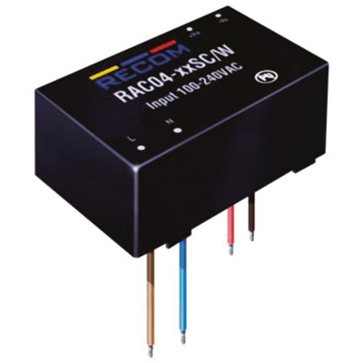 Recom Switching Power Supply, RAC04-24SC/W, 24V dc, 167mA, 4W, 1 Output, 115 → 370 V dc, 80 → 264V ac