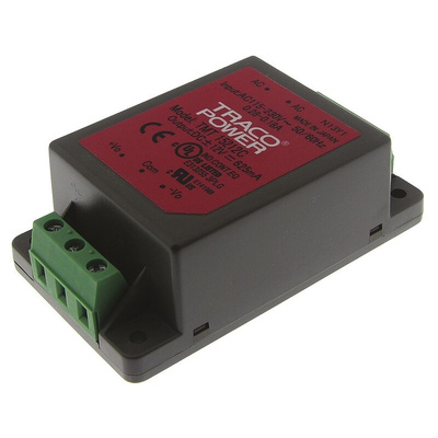 TRACOPOWER Switching Power Supply, TMT 15212C, ±12V dc, 625mA, 15W, Dual Output, 85 → 264 V ac, 85 → 370