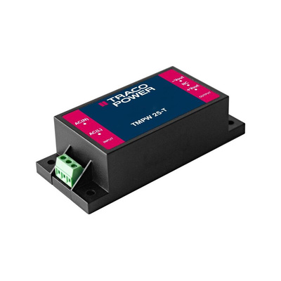 TRACOPOWER AC-DC Power Supply, TMPW 25-115-T, 15V dc, 1.666A, 25W, 1 Output, 90 → 305V ac Input Voltage