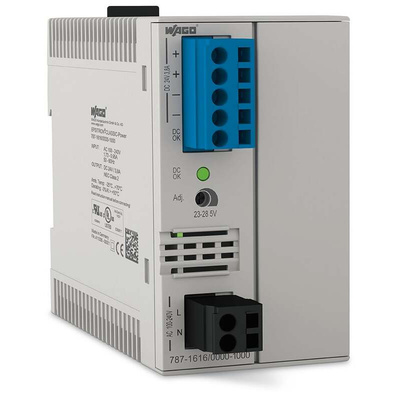 Wago Switching Power Supply, 787-1616/000-1000, 24V dc, 3.8A, 91.2W, 100 → 240V ac Input Voltage