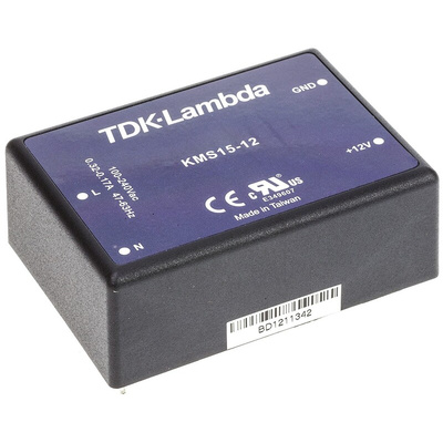 TDK-Lambda Switching Power Supply, KMS15-12, 12V dc, 1.25A, 15W, 1 Output, 100 → 375 V dc, 90 → 264 V ac
