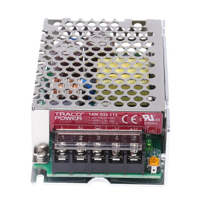 TRACOPOWER Switching Power Supply, TXM 035-115, 15V dc, 2.3A, 35W, 1 Output, 90 → 264V ac Input Voltage