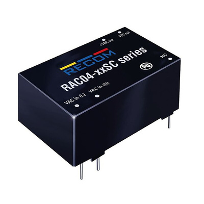 Recom Switching Power Supply, RAC04-05DC/277-E, 5V dc, ±400mA, 4W, 1 Output, 80 → 305V ac Input Voltage