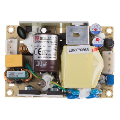 MEAN WELL Embedded Switch Mode Power Supply SMPS, RPS-45-3.3, 3.3V dc, 8A, 26W, 1 Output, 80 → 264V ac Input
