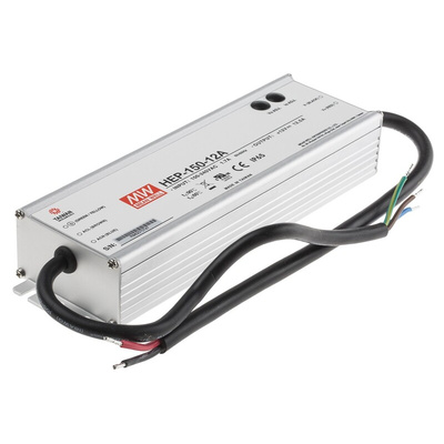 MEAN WELL Switching Power Supply, HEP-150-12A, 12V dc, 12.5A, 150W, 1 Output, 127 → 431 V dc, 90 → 305 V