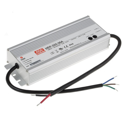 MEAN WELL Embedded Switch Mode Power Supply SMPS, HEP-320-36A, 36V dc, 8.9A, 320W, 1 Output, 127 → 431 V dc, 90