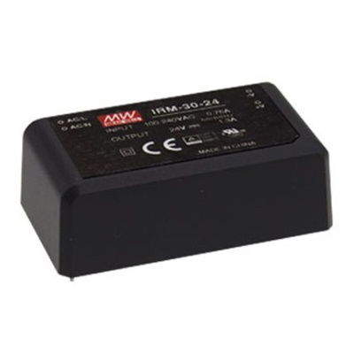 MEAN WELL Switching Power Supply, IRM-30-24, 24V dc, 1.3A, 31W, 1 Output, 85 → 264V ac Input Voltage