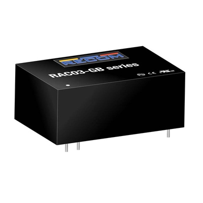 Recom Switching Power Supply, RAC03-24SGB, 24V dc, 130mA, 3W, 1 Output, 305 V ac, 430 V dc Input Voltage