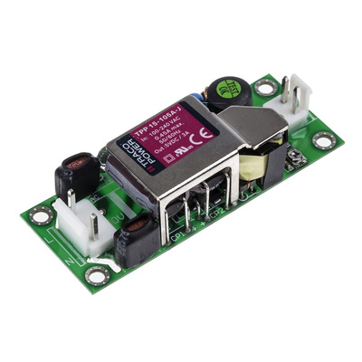 TRACOPOWER Switching Power Supply, TPP 15-105A-J, 5V dc, 3A, 15W, 1 Output, 120 → 370 V dc, 85 → 264 V ac