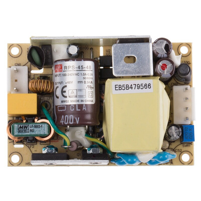 MEAN WELL Switching Power Supply, RPS-45-48, 48V dc, 940mA, 45W, 1 Output, 80 → 264V ac Input Voltage