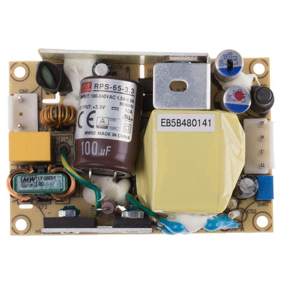 MEAN WELL Embedded Switch Mode Power Supply SMPS, RPS-65-3.3, 3.3V dc, 10A, 33W, 1 Output, 80 → 264V ac Input